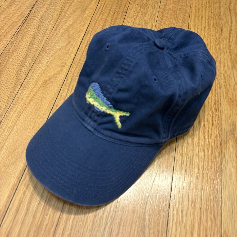 Smathers and Branson Hat Mahi Mahi Fish Golf Blue Needlepoint Cap One Size